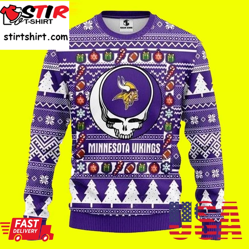 Grateful Dead Minnesota Vikings Ugly Christmas Sweater