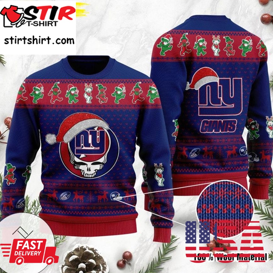 Grateful Dead Skull And Bears New York Giants Ugly Sweater