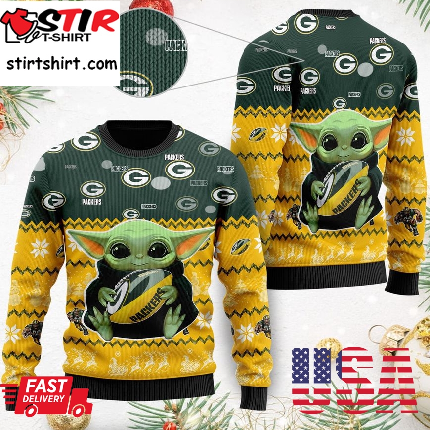 Green Bay Packers Baby Yoda Shirt For American Football Fans Ugly Christmas Sweater, Ugly Sweater, Christmas Sweaters, Hoodie, Sweatshirt, Sweater