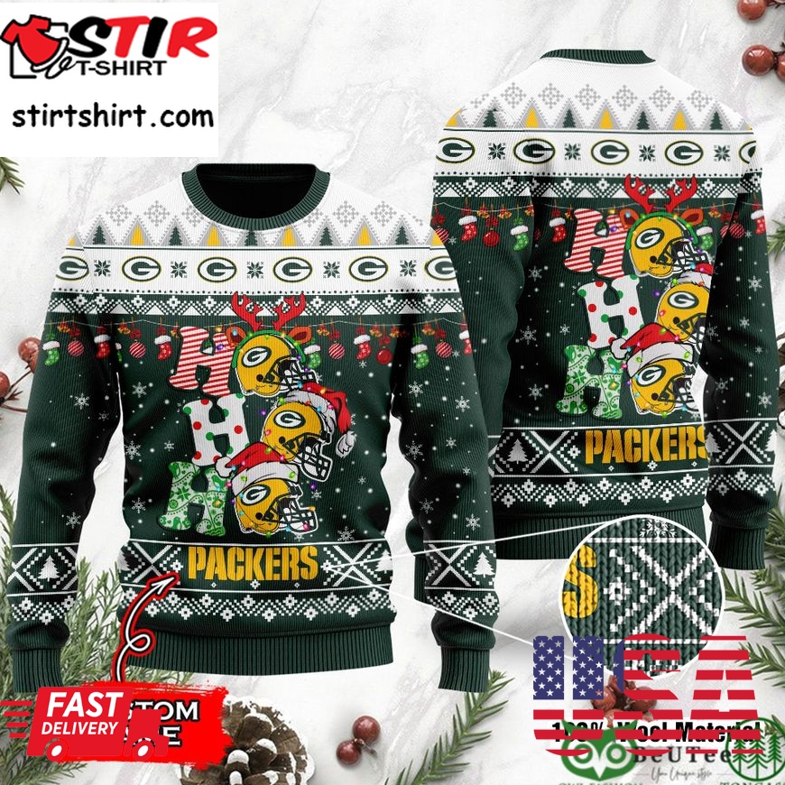 Green Bay Packers Nfl Christmas Hohoho Ugly Sweater Custom Name