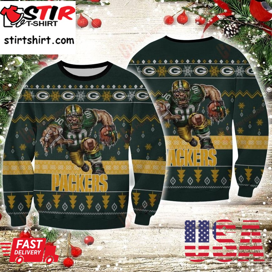 Green Bay Packers Player Rushing Ugly Sweater