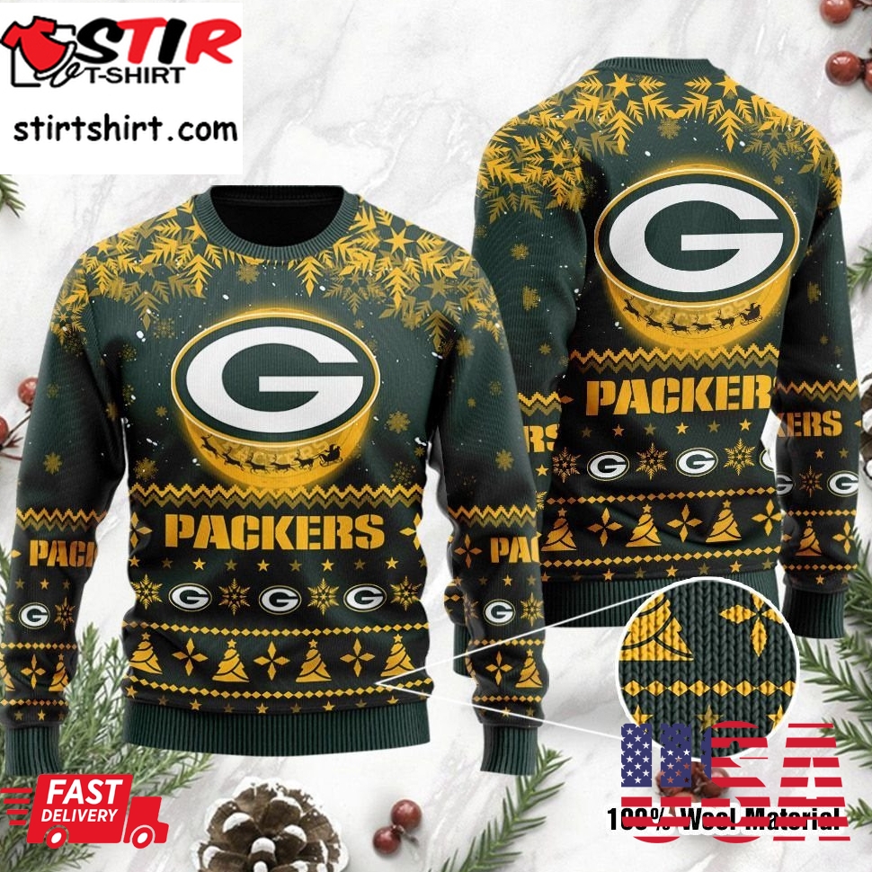 Green Bay Packers Santa Claus In The Moon Ugly Christmas