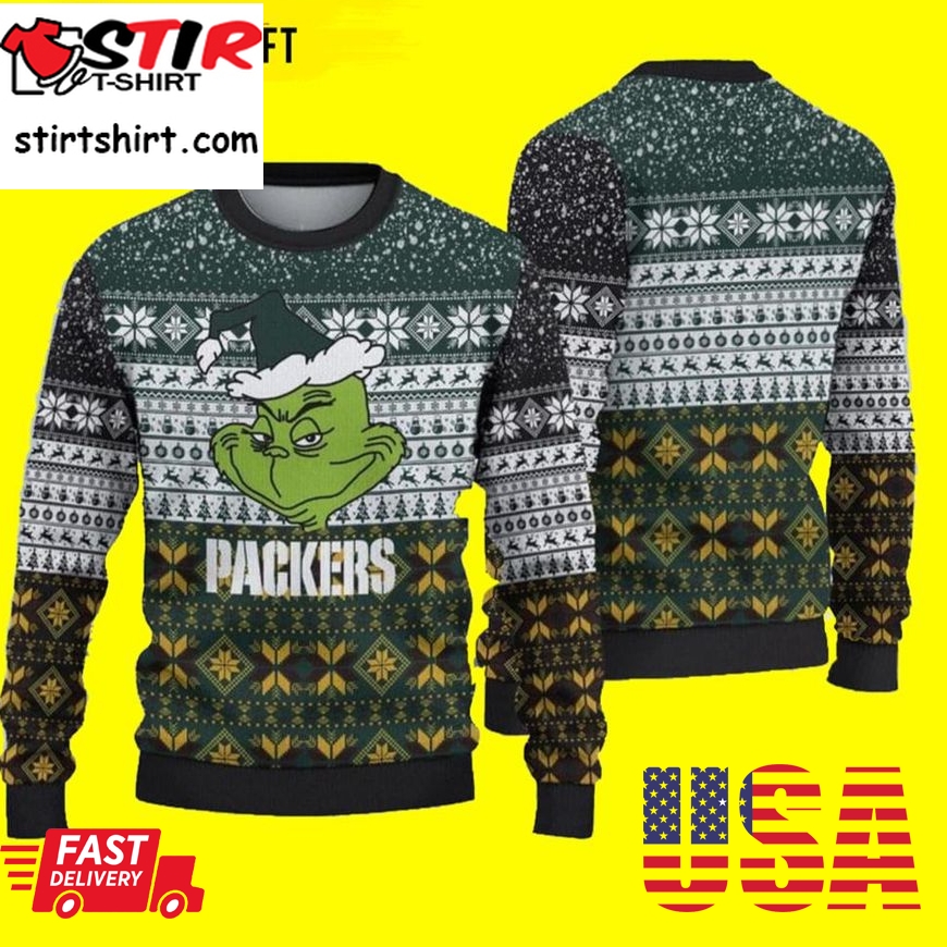 Green Bay Packers Ugly Christmas Sweater Grinch For Fans