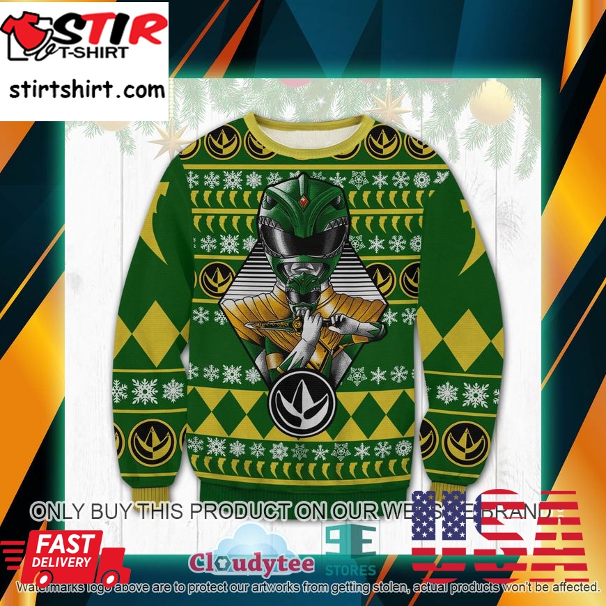 Green Power Rangers Ugly Sweater 