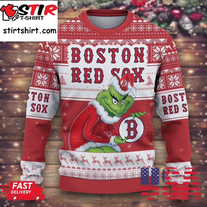 Grinch Boston Red Sox Red Ugly Sweater