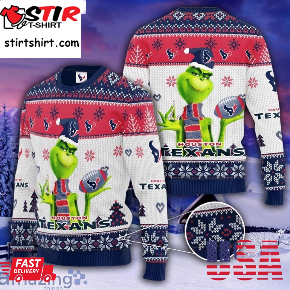 Grinch Houston Texas All Over Print Christmas Ugly Sweater Gift For Fans