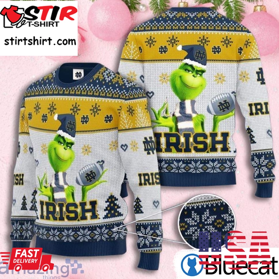 Grinch Hug Notre Dame Fighting Irish All Over Print Ugly Christmas Sweater