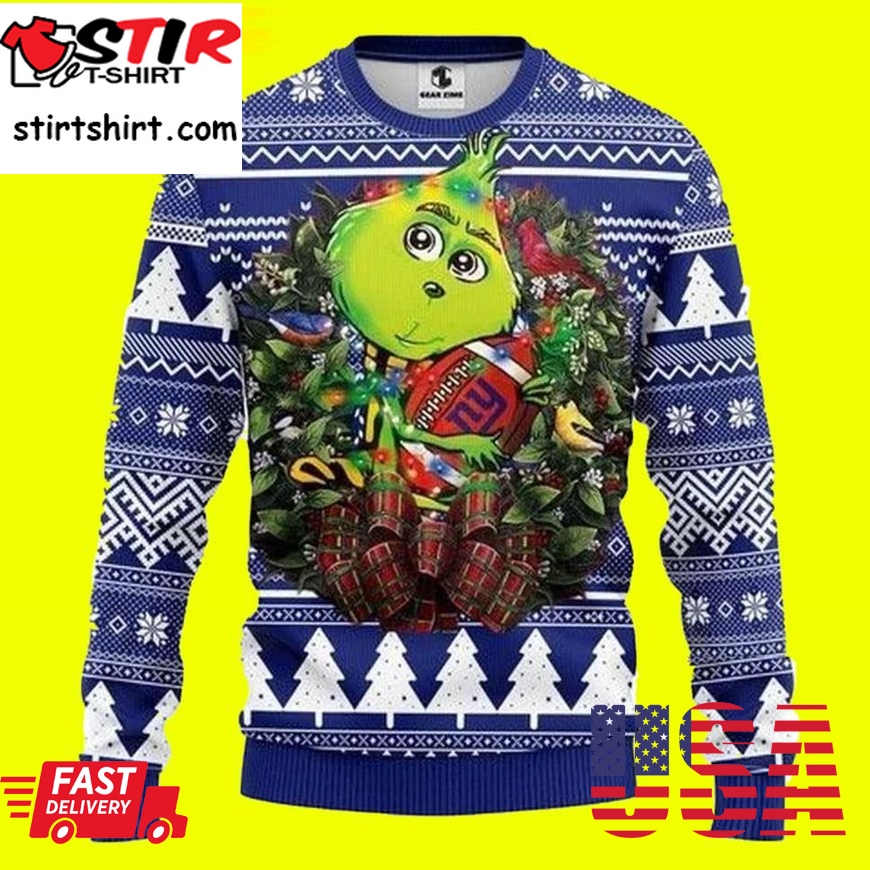Grinch Hug Sweatshirt Knitted New York Giants Ugly Christmas Sweater