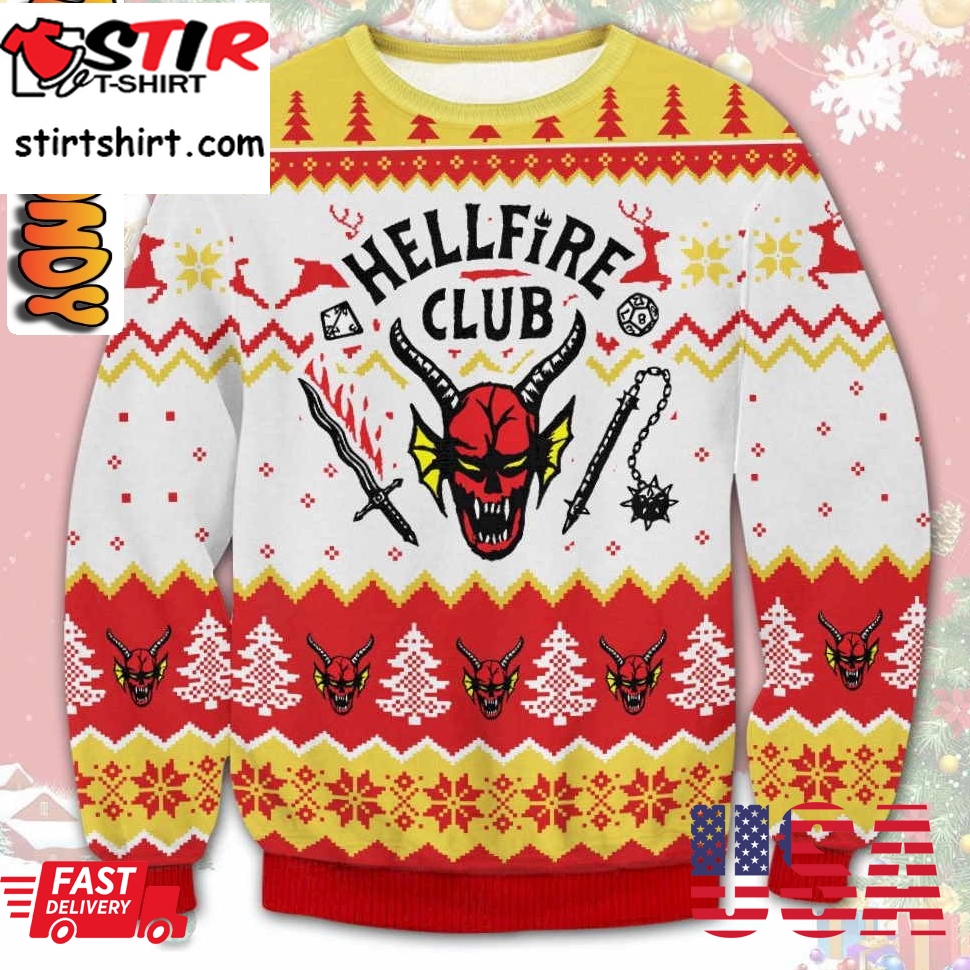 Hellfire Club In Stranger Things Ugly Christmas Sweater