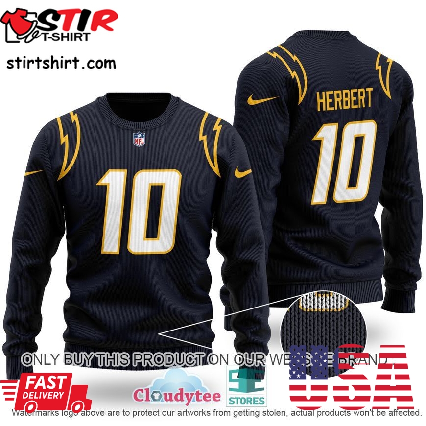 Herbert 10 Los Angeles Chargers Nfl Navy Blue Wool Sweater  