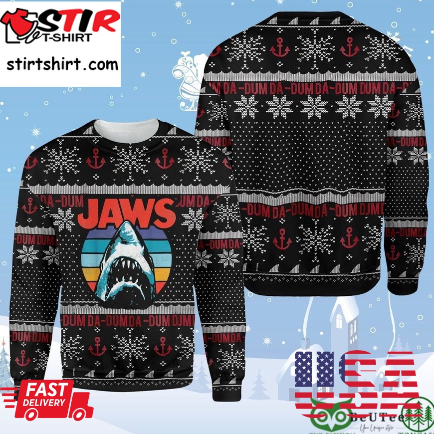 Horror Shark Ugly Christmas Sweater Holiday Drinking Gift