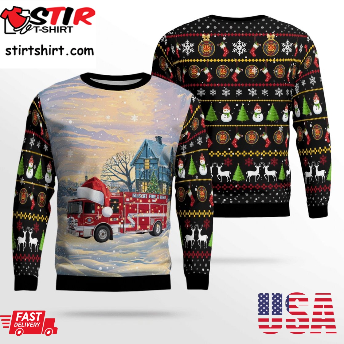 Hot Arizona Gilbert Fire And Rescue Department 3D Christmas Sweater