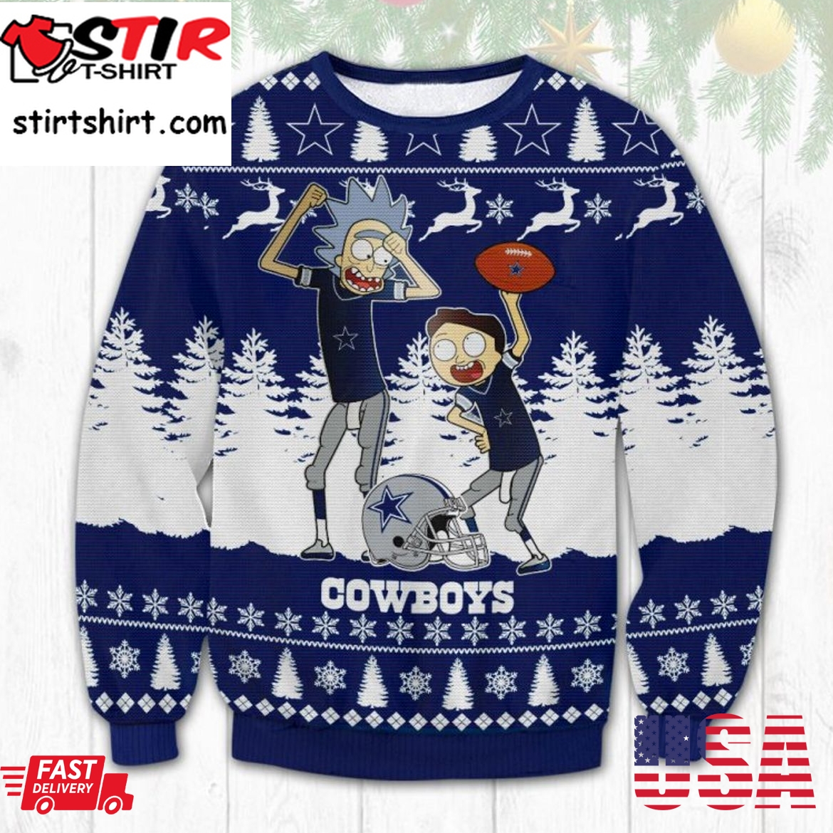 Hot Dallas Cowboys Rick And Morty Ugly Christmas Sweater