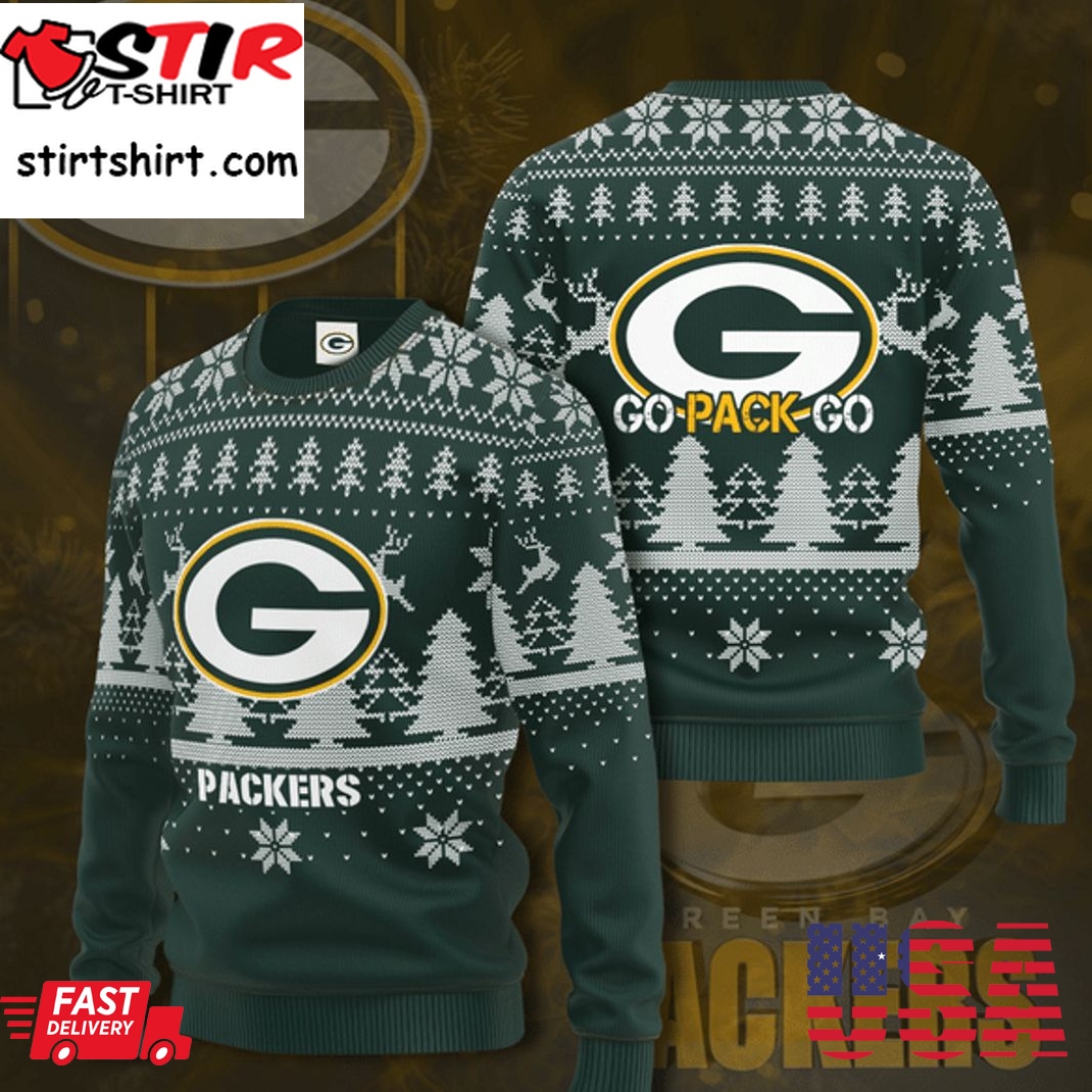 Hot Green Bay Packers Go Pack Go Ugly Christmas Sweater