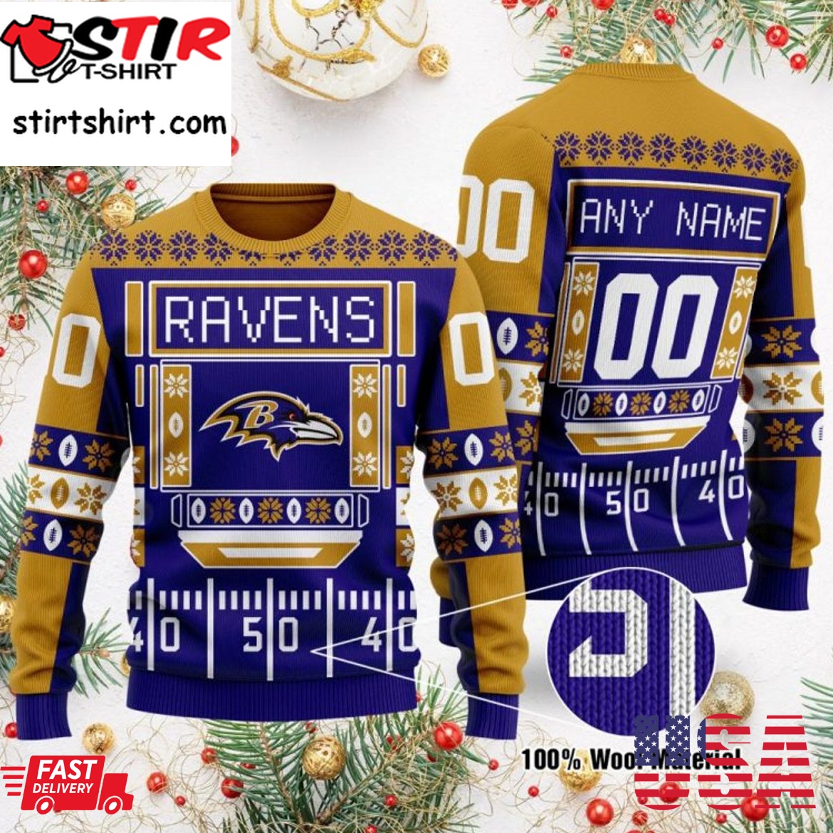 Hot Personalized Baltimore Ravens Ugly Christmas Sweater