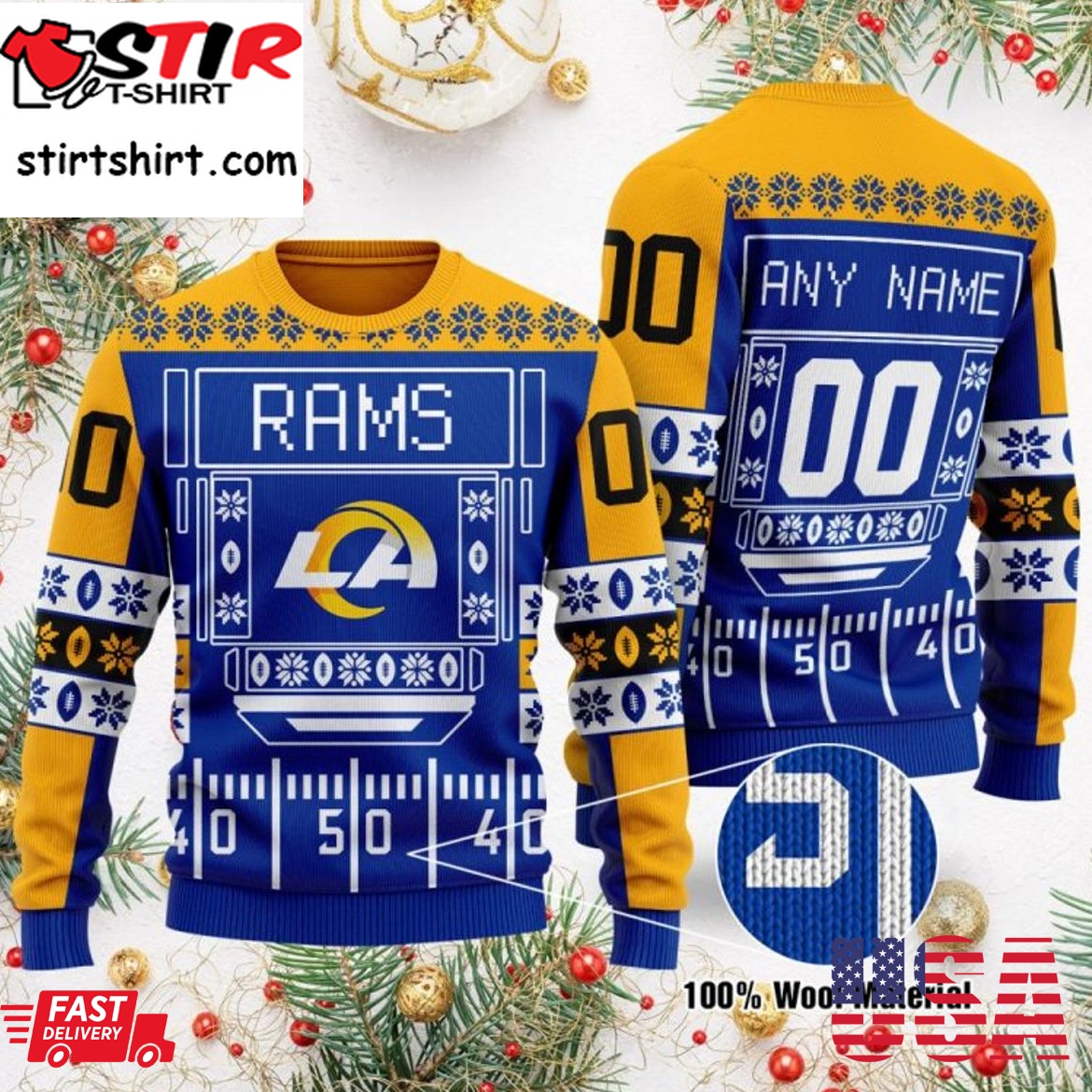 Hot Personalized Los Angeles Rams Ugly Christmas Sweater