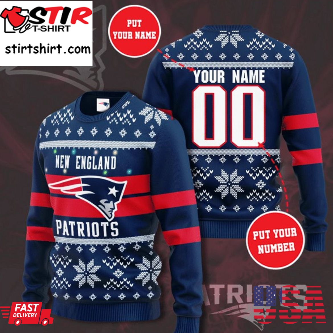 Hot Personalized New England Patriots Ugly Christmas Sweater
