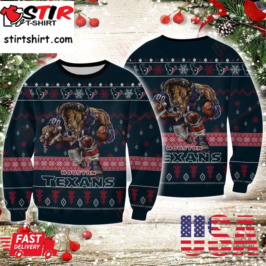 Houston Texans Player Rushing Ugly Sweater