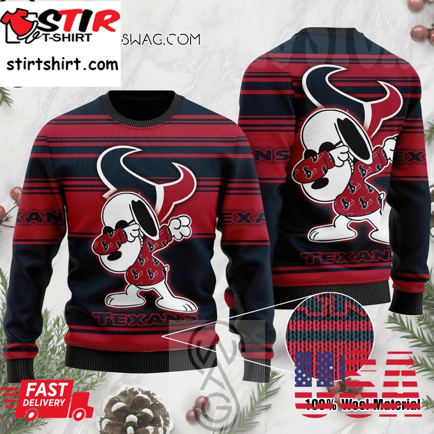 Houston Texans Snoopy Dabbing Knitting Pattern Ugly Christmas Sweater