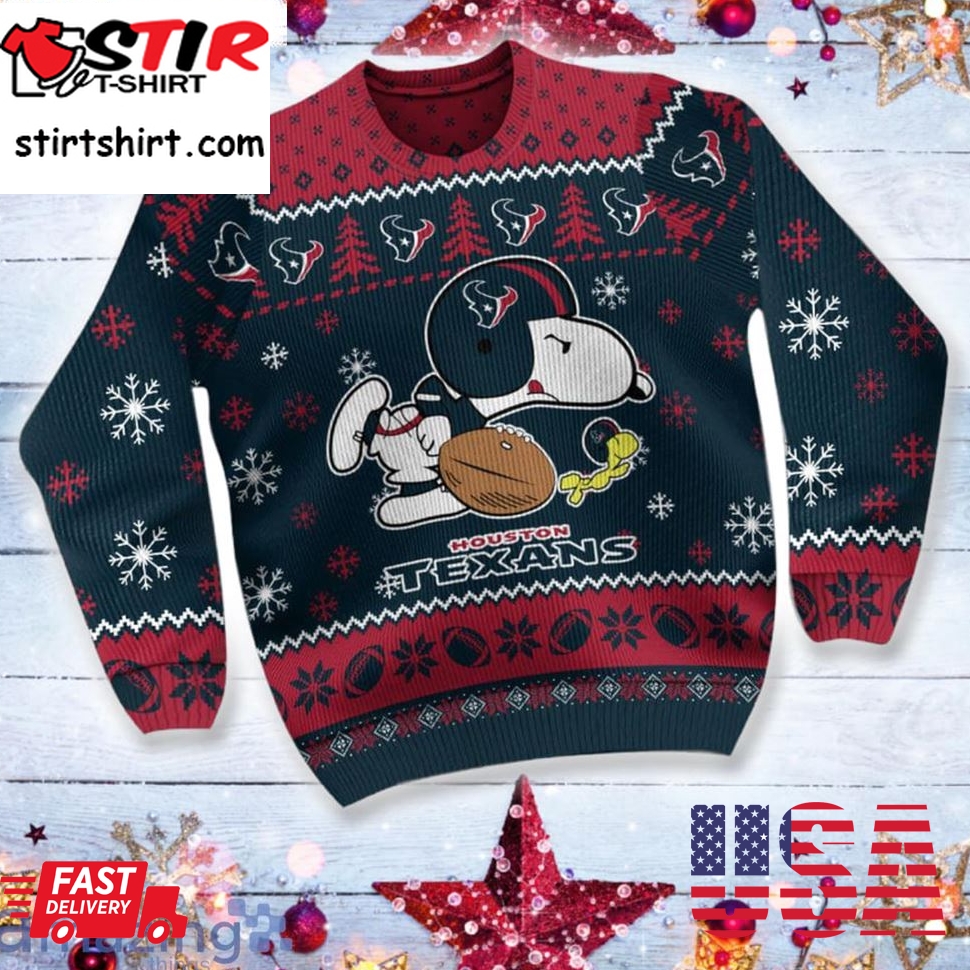 Houston Texans Snoopy Nfl Christmas Ugly Sweater Gift For Fans