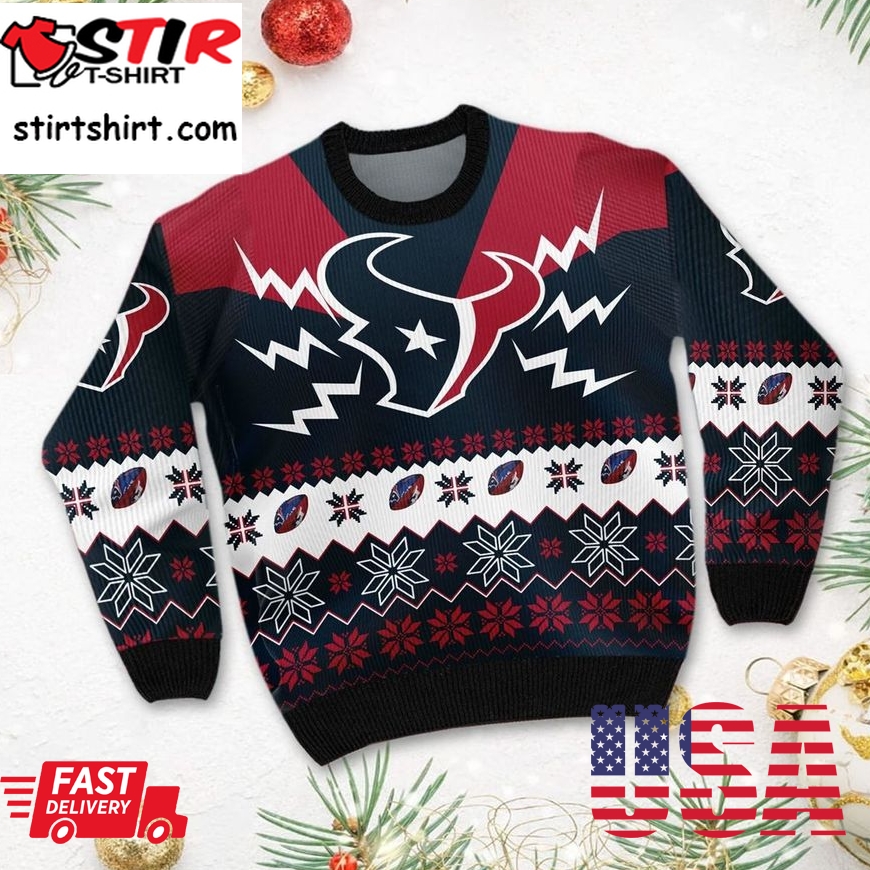 Houston Texans Team 3D Ugly Christmas Sweater