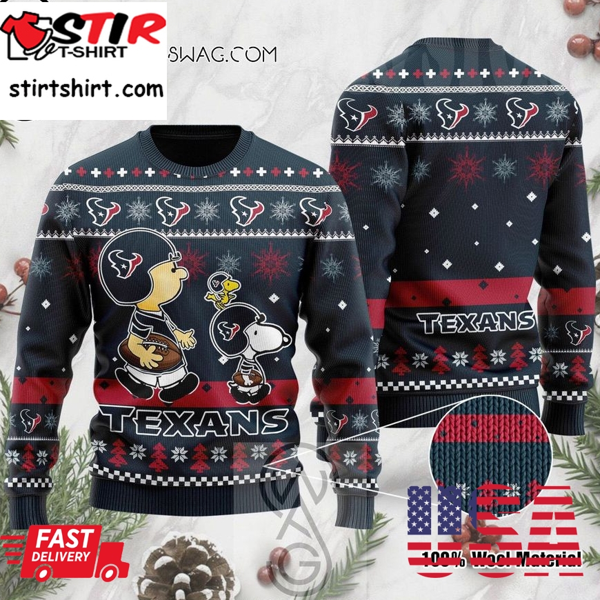 Houston Texans The Peanuts Charlie Brown And Snoopy Knitting Pattern Ugly Christmas Sweater