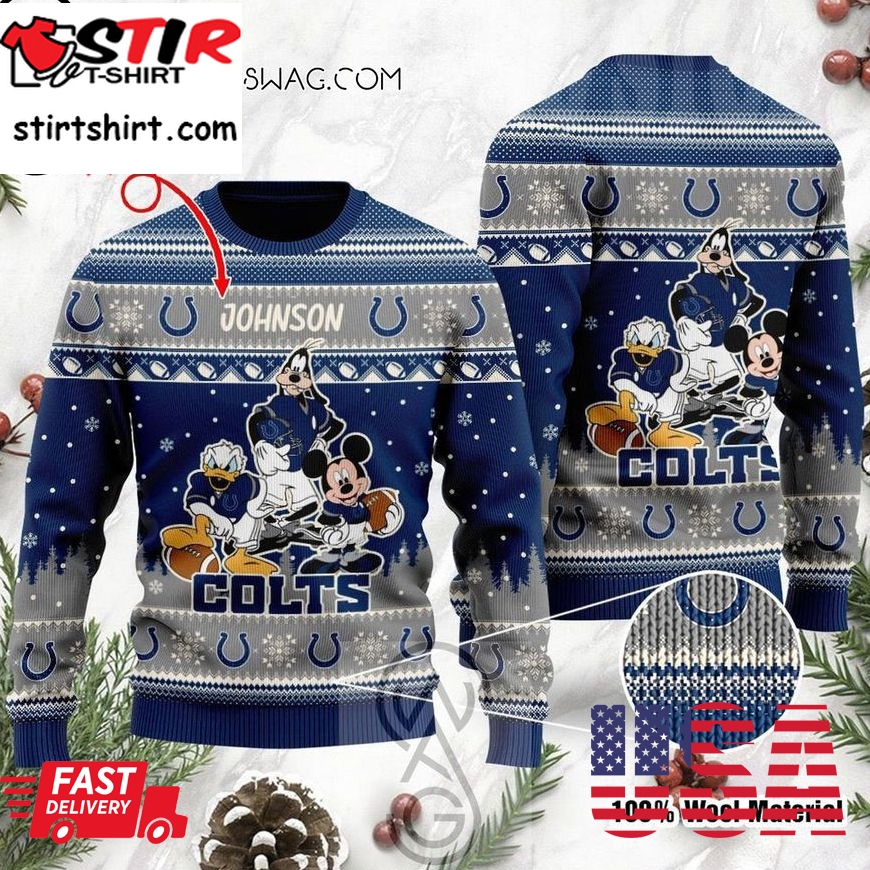Indianapolis Colts Disney Donald Duck Mickey Mouse Goofy Knitting Pattern Ugly Christmas Sweater