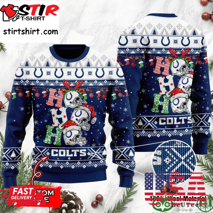 Indianapolis Colts Nfl Christmas Hohoho Ugly Sweater Custom Name