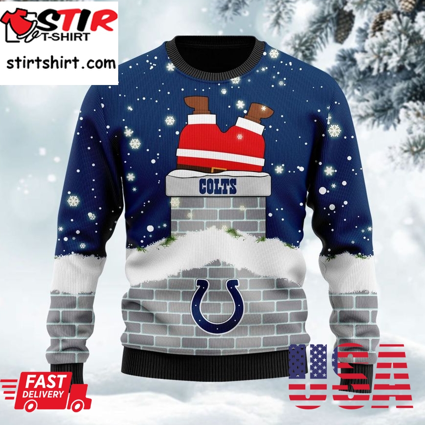 Indianapolis Colts Nfl Football Santa Claus 3D Christmas Ugly Sweater