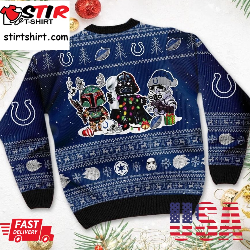 Indianapolis Colts Star Wars Ugly Christmas Sweater Darth Vader Boba Fett Stormtrooper