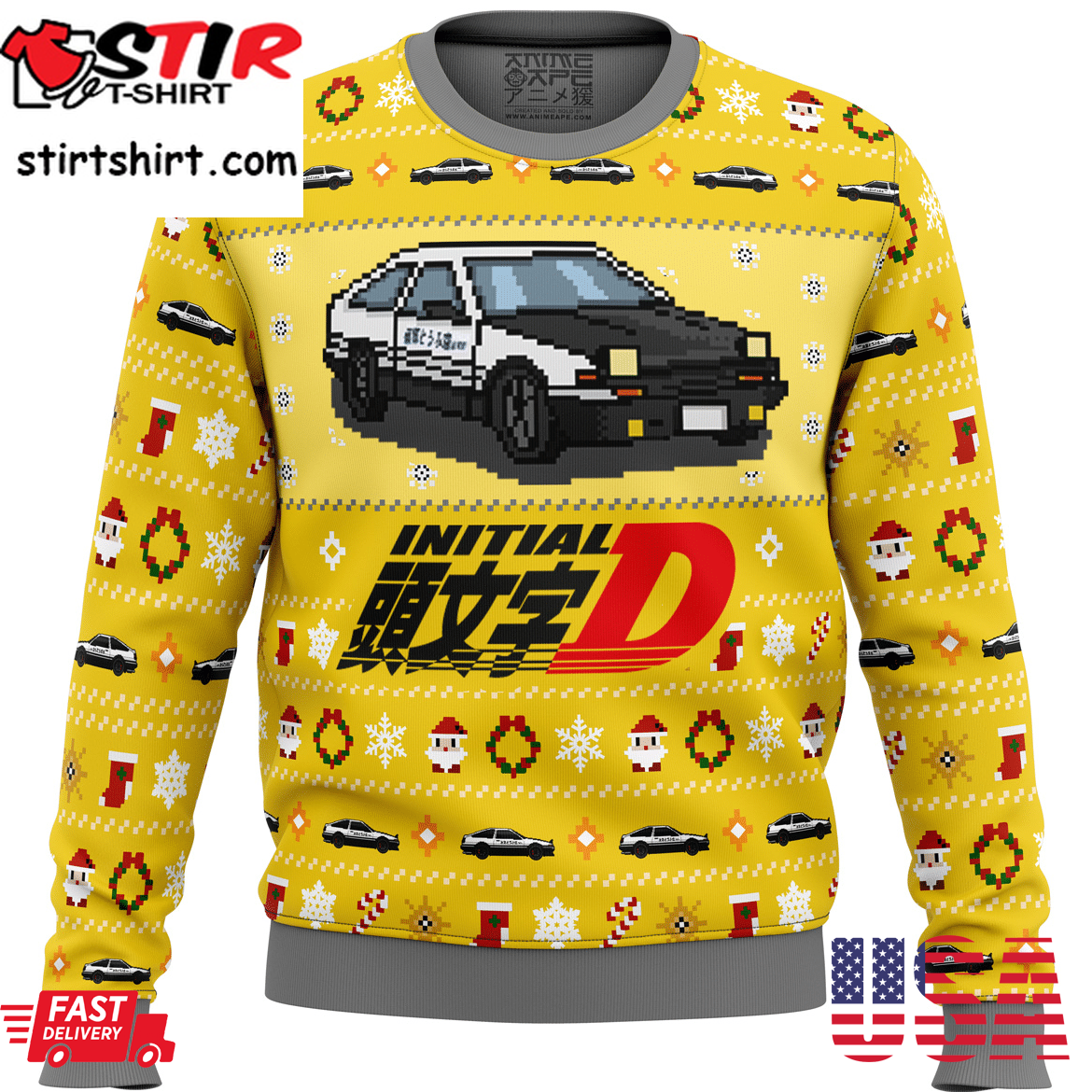 Initial D Classic Toyota Car Ugly Sweater Gifts, Initial D Classic Toyota Car Gift Fan Ugly Sweaterpng