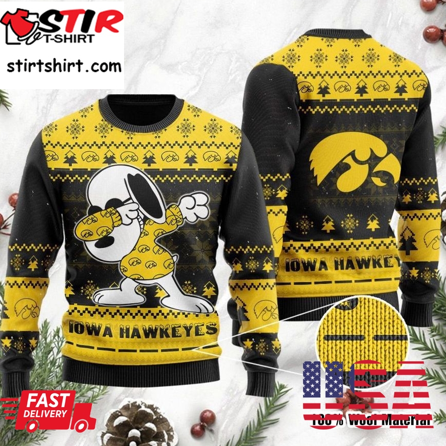 Iowa Hawkeyes Snoopy Dabbing Holiday Party Ugly Christmas Sweater Ugly