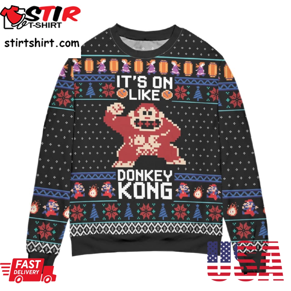 Its On Like Donkey Kong Snowflake Ugly Christmas Sweater