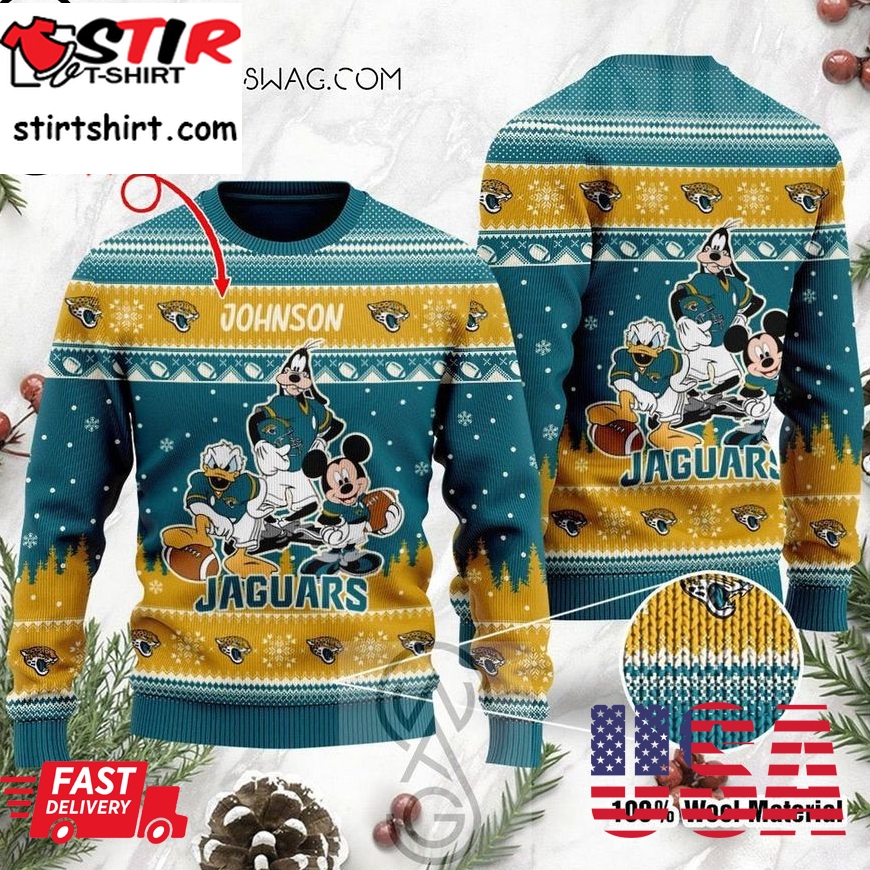 Jacksonville Jaguars Disney Donald Duck Mickey Mouse Goofy Knitting Pattern Ugly Christmas Sweater