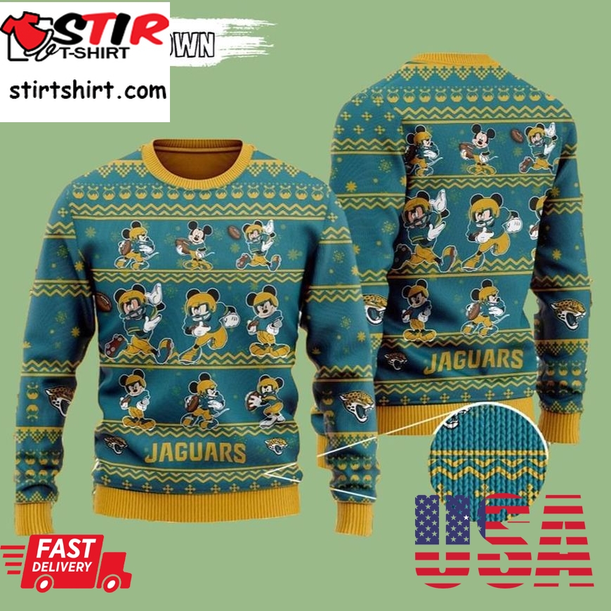 Jacksonville Jaguars Mickey Mouse Thanksgiving Wool Knitted Sweater