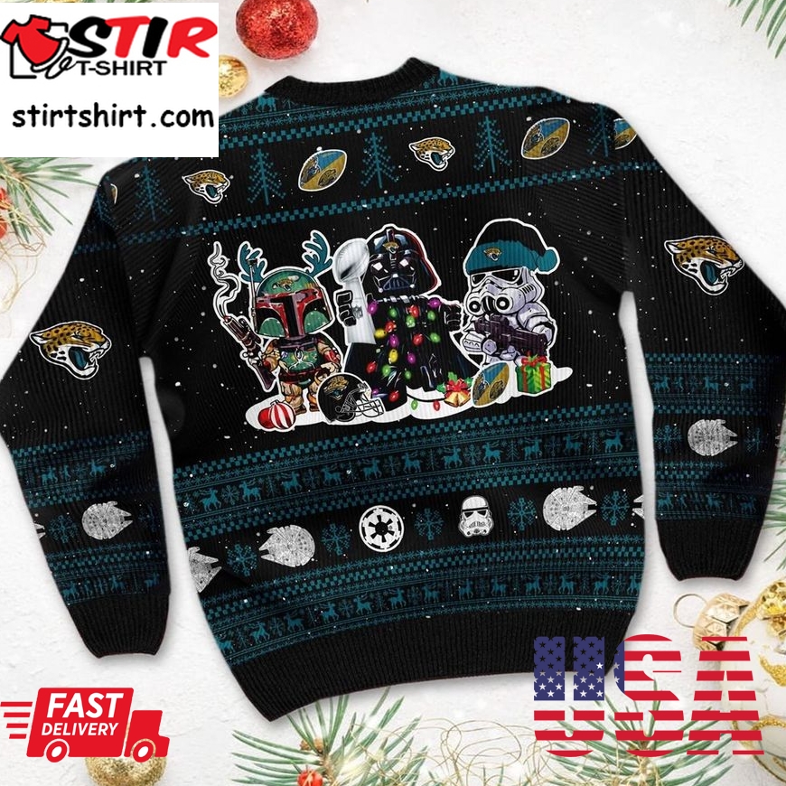 Jacksonville Jaguars Star Wars Ugly Christmas Sweater Darth Vader Boba Fett Stormtrooper