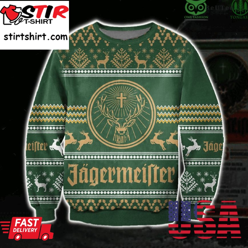 Jagermeister Ugly Sweater Beer Drinking Christmas Limited