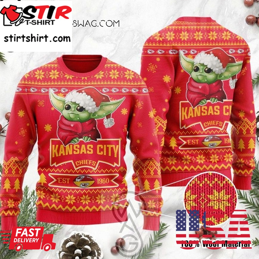 Kansas City Chiefs And Baby Yoda Knitting Pattern Ugly Christmas Sweater