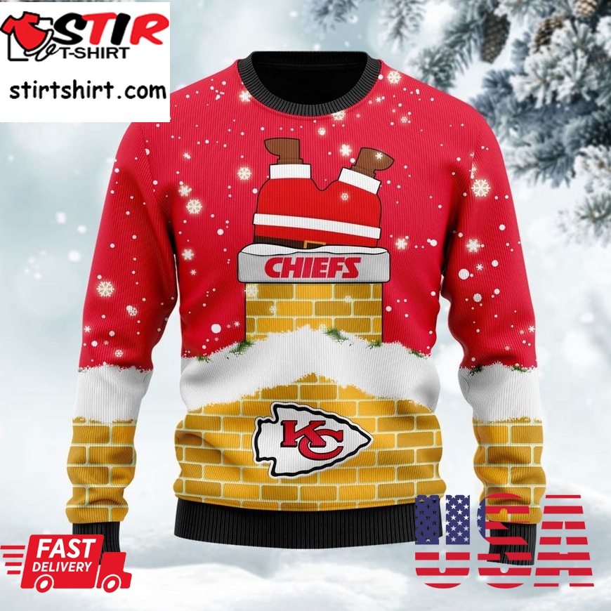 Kansas City Chiefs Football Santa Claus 3D Ugly Christmas Sweater