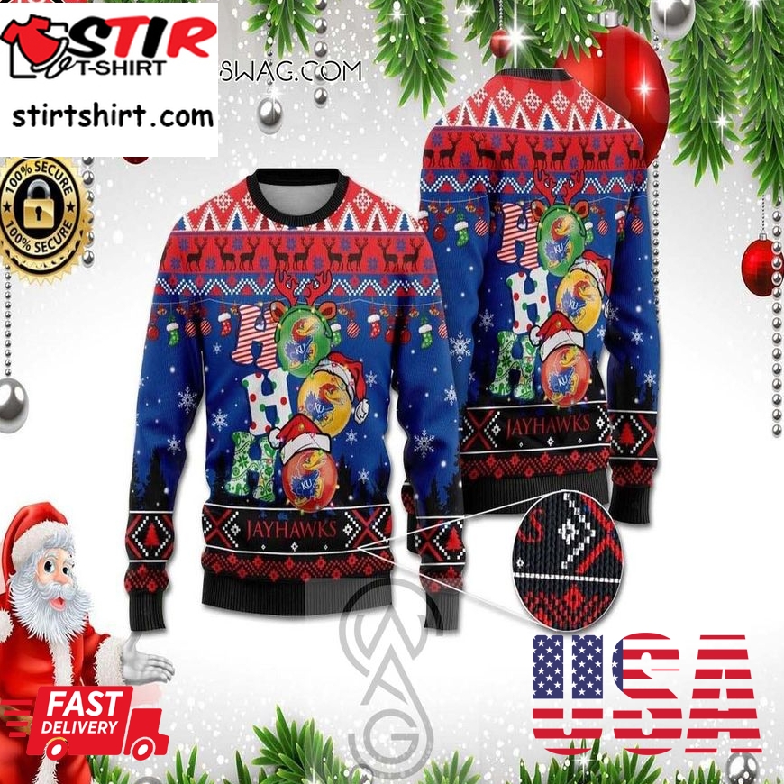 Kansas Jayhawks Ho Ho Ho Holiday Party Knitting Pattern Ugly Christmas Sweater