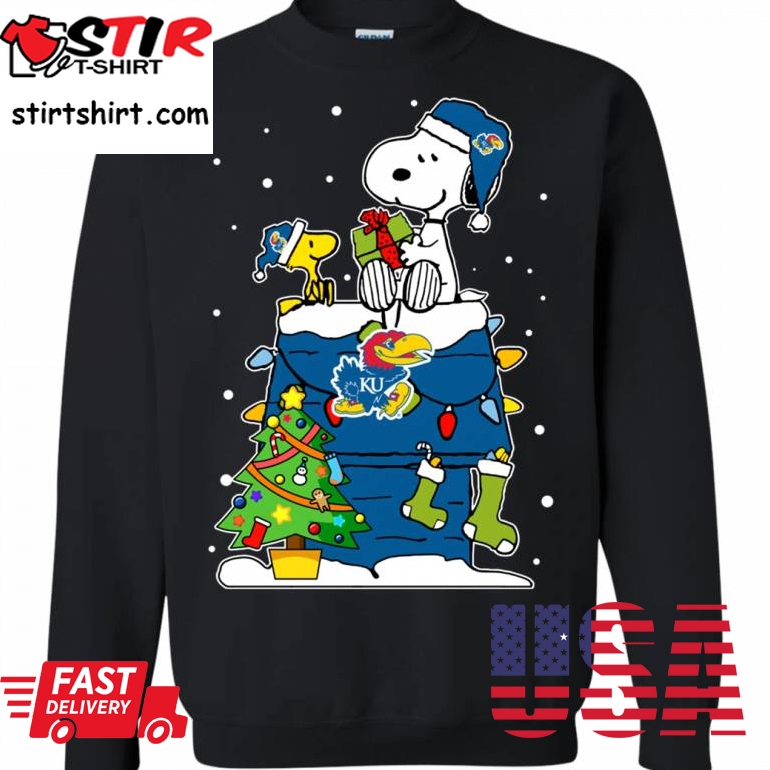 Kansas Jayhawks Ugly Christmas Sweaters Snoopy Woodstock  Sweatshirt