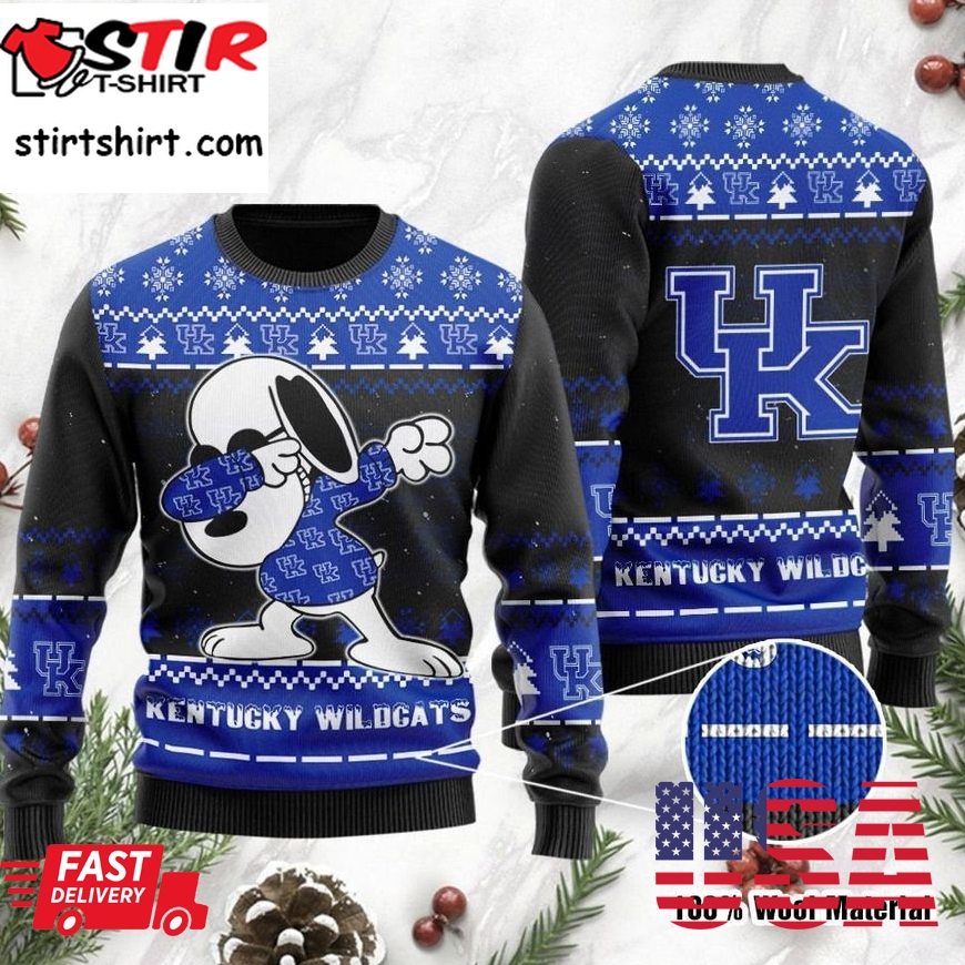 Kentucky Wildcats Snoopy Dabbing Holiday Party Ugly Christmas Sweater Ugly