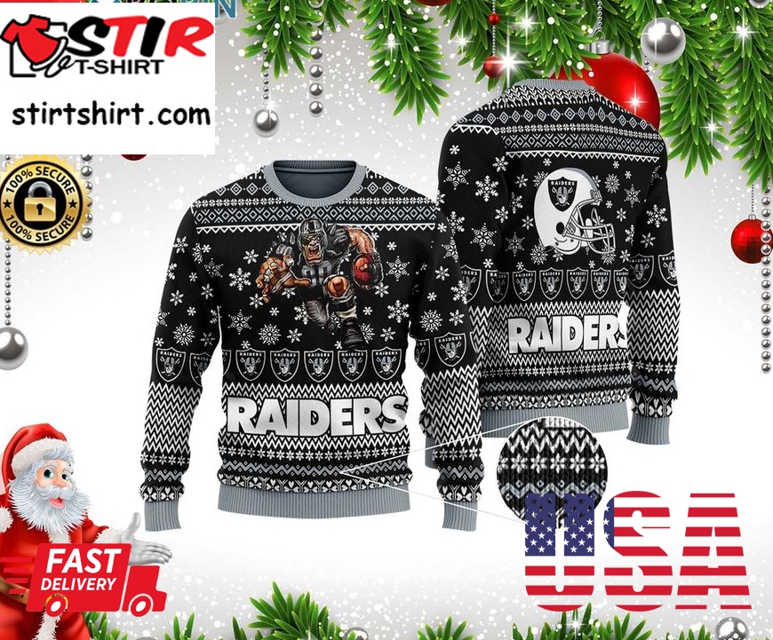Las Vegas Raiders 3D Print Christmas Wool Sweater