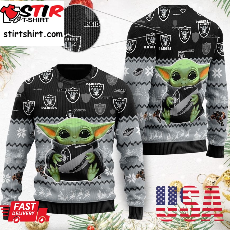 Las Vegas Raiders Baby Yoda Shirt For American Football Fans Ugly Christmas Sweater, Ugly Sweater, Christmas Sweaters, Hoodie, Sweatshirt, Sweater