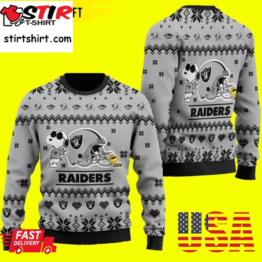 Las Vegas Raiders Cute The Snoopy Show Football Helmet Raiders Ugly Christmas Sweater