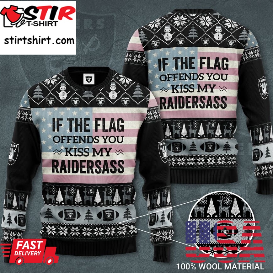 Las Vegas Raiders If The Flag Offends You Kiss My Raidersass Ugly Sweater