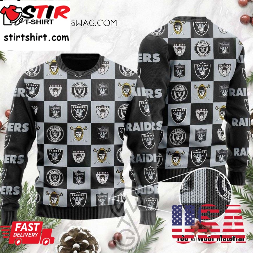Las Vegas Raiders National Football League Knitting Pattern Ugly Christmas Sweater