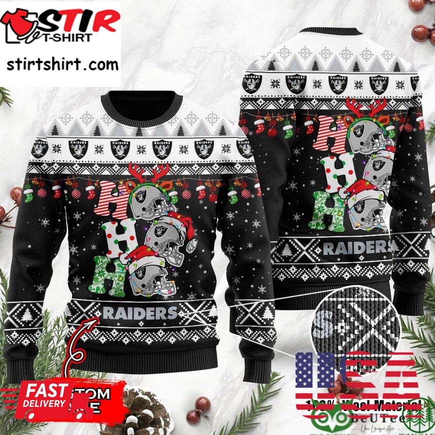 Las Vegas Raiders Nfl Christmas Hohoho Ugly Sweater Custom Name