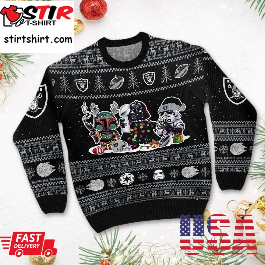 Las Vegas Raiders Star Wars Christmas Ugly Sweater Darth Vader Boba Fett Stormtrooper Rbsweatshirt511