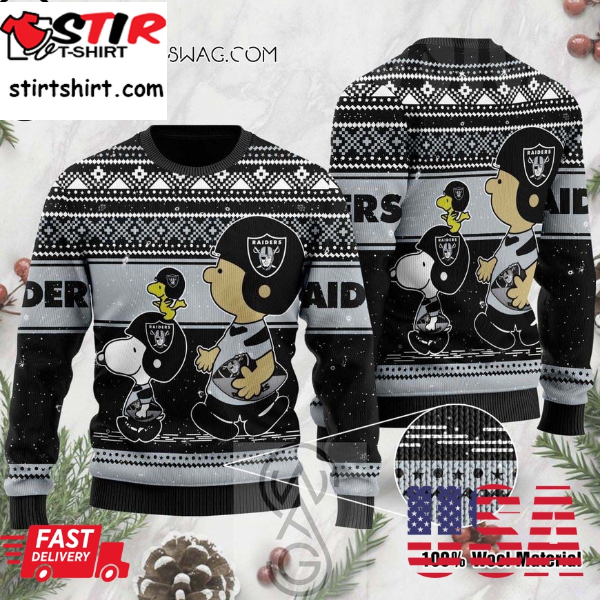 Las Vegas Raiders The Charlie Brown And Snoopy Show Ugly Christmas Sweater